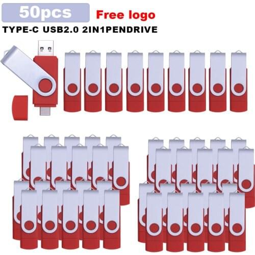 50pcs/lot USB 2.0 2 In 1 flash drive 16GB pendrive 32GB 64GB 128GB pen drive U disk Flash usb memory stick free type-c cle usb