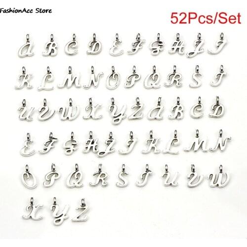 52pcs Making A-Z Initial Charms 26 English Alphabet Letter DIY Necklace Bracelet Jewelry Charm Pendants For Women Man