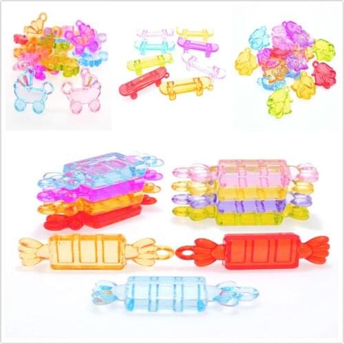 Acryic Plastic Jewelry Beads Charms Ornament Accessories Colorful Cnady Fower Baby Carriage Scooter Necklace Pendants 500g/Bag