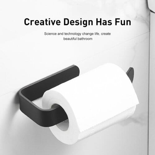 Acrylic Toilet Paper Holder Tissue Rack Wall Mounted Bathroom Kitchen Roll Holder Paper Tissue Rack Hook Modern Black