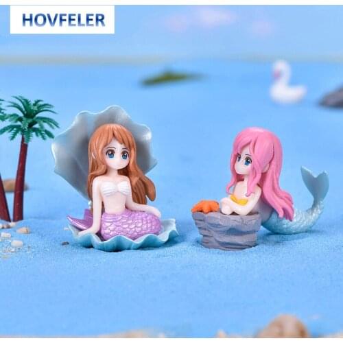 HOVFELER Aquarium Shell Fish Tank Cute Little Mermaid Ornament Desk Decoration Miniature Accessories Pet Gifts