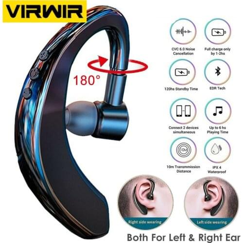 Wireless Business Sport Ear Hook Earphone HiFi Smart Handsfree phone Call Headset With Noise Reduction Mic Bluetooth-Compatible