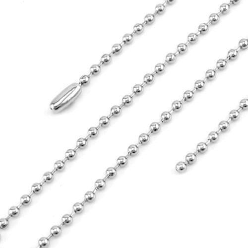 100pcs Ball Chain 50/55/60/65/70cm Necklace 2.4mm Bead Chain Stainless Steel Diy Jewelry Making Fittings High Quality Wholesale
