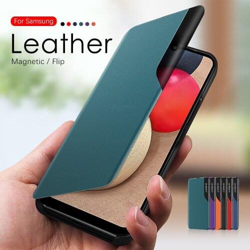 A02S case pu leather smart window view magnetic flip phone covers for samsung galaxy A02S A02 A 02S 02 S 6.5'' book stand coque