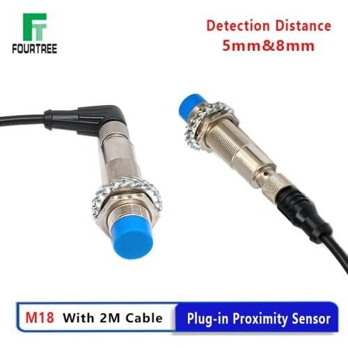 Air Plug Proximity Sensor M18 Detection 5/8mm NPN PNP NO NC Inductive Proximity Switch With 4 Cores 2M Aviation Plug Cable DC AC