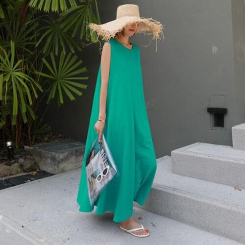 T-shirt long Dress Korean loose large sleeveless dress2105104