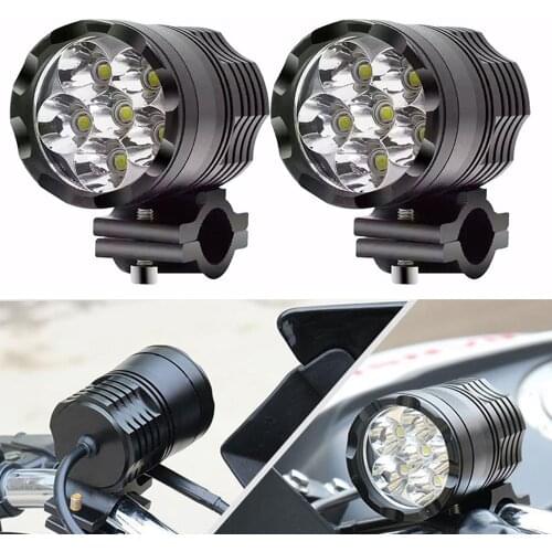 2Pcs 60W 12V Motorcycle LED Auxiliary Light Driving Spot Head Lamp Fog Light Motor Accessories 6000K White