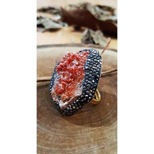 Dr Stone natural Stone Vanadinite Stone 22 carat gold plated women Bangle WHSR5