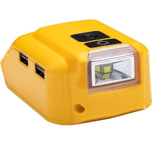 Dual USB Replacement DCB090 Adapter Charger Power Supply with LED Work Light for Dewalt 20v Max 18V Battery Charging Converter