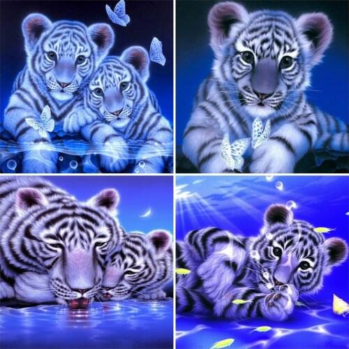 EverShine 5D Diamond Painting Tiger Full Square Diamond Embroidery Butterfly Rhinestones Mosaic Animal Cross Stitch Handicraft