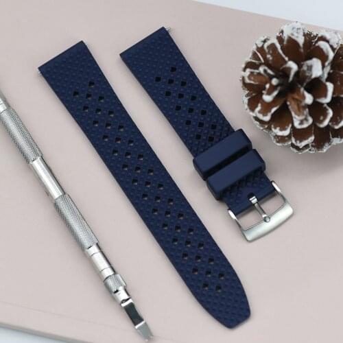 New Fluoro Rubber Watchstrap 18mm 20mm 22mm Honeycomb Watchband For Seiko Black Replacement Wrist Band Diving Waterproof Straps