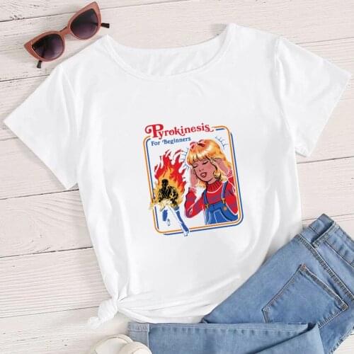 2021 T Shirt Streetwear Fashion Flame And Girl Printed Oversize Vogue Short Sleeve Kawaii Aesthetic Punk T Shirt Hot Selling