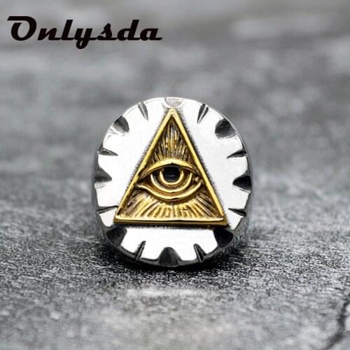 Popular Personality Ring Masonic Triangle Eyes Devil Eyes Mens Stainless Steel Ring Fashion Jewelry Dropshipping Gift OSR445