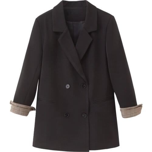 Fashion Black Suit Jackets 2021 Spring Autumn Womens Clothing New Korean Casual Loose Blazers Suits Female Tops m188