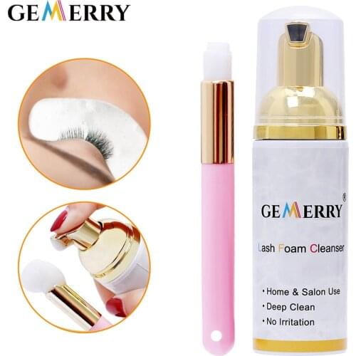 GEMERRY 60ml Kit Eyelash Shampoo Eyelash Extension Cleaning for Lash Lift Glue Foam for Eyelashes No Stimulation Makeup Cleanser