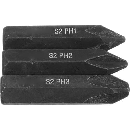 Screw Bit S2 Alloy Steel Screw Impact Bit High Hardness Strong Magnetic Bit Screwdriver Bit Set PH1 / PH2 / PH3