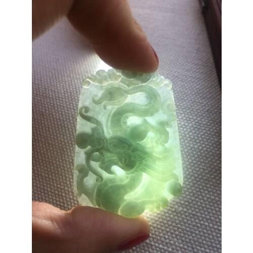 Natural Myanmar jade hand-carved dragon green jade pendant necklace emerald pendants jadeite jade jewelry men