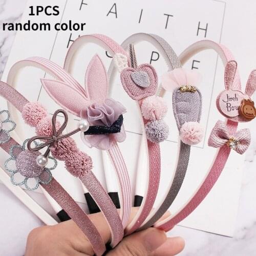 1PCS Childrens Hair Accessories Cartoon Flower Head Jewelry Cute Fabric Lace Girls Hair Band Cartoon Headband Korean Style Gift