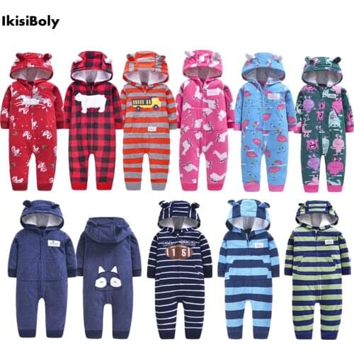 Toddler Baby Boys Cotton Footie Play 9-24M Jumpsuit Long Sleeve Cartoon Autumn Winter Hooded Jumpsuits Cute Bodysuit