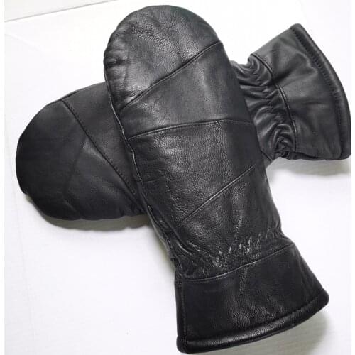3 Layers Unisex Fleece Real Sheep Leather Gloves for Women Men Autumn Winter Genuine Leather Mittens Motorcycle Gloves