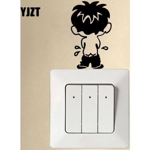 YJZT Boy Switch Wall Sticker Home Decoration Accessories Black Cartoon 8SS-2607