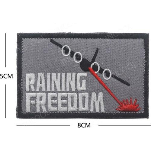 Raining Freedom Embroidery Patch US Army Military Patches Tactical Emblem Applique Aircraft Embroidered Badges Drop Ship