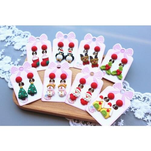 Super Cute Penguin Snowman Clip on Earrings for Kids Girls Earrings Jewelry No Pierced Children Clip on Earrings Christmas Gifts