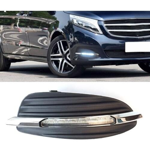 1 Set LED DRL Daytime Running Lights Front Fog Light Lamp For Mercedes Benz V-Class Vito V250 V260 2016 2017 2018 2019
