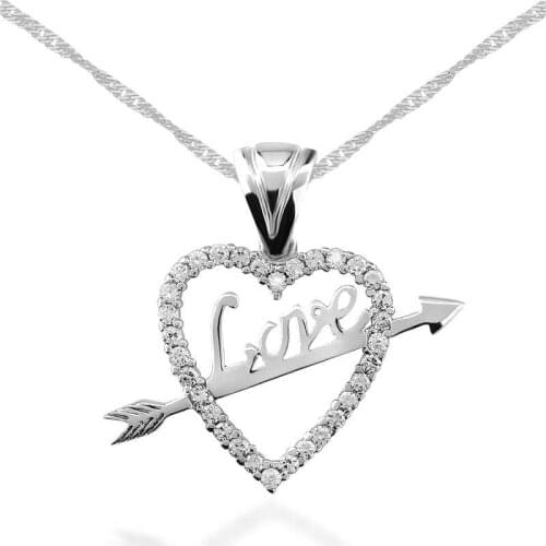 Tevuli 925 Sterling Silver Love Arrowed Heart Lady Necklace
