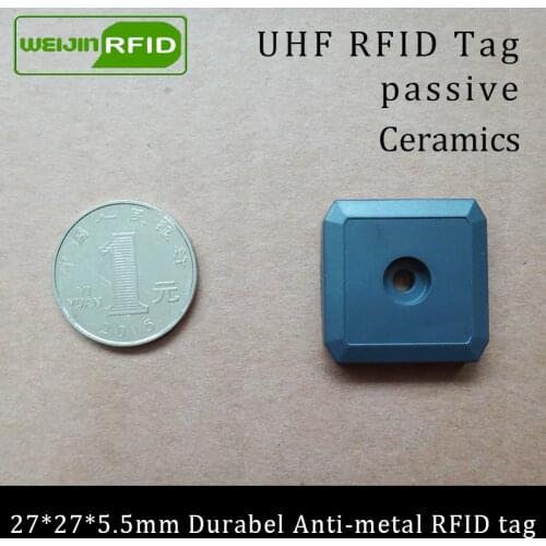 UHF RFID anti-metal tag 915mhz 868mhz Impinj M4QT EPCC1G2 6C 27*27*5.5mm small square durable ABS smart card passive RFID tags