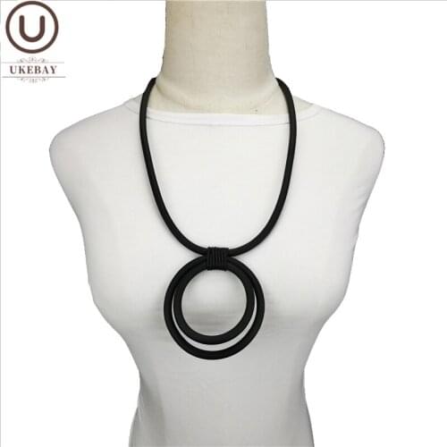 UKEBAY New Round Pendant Necklaces 2020 Fashion Jewelry Handmade Rubber Necklace Elasticity Soft Chokers Clothes Accessories