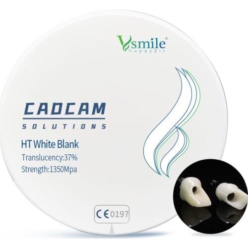 White 98mm Dental Zirconia Blocks For 1200Mpa Translucency 37% Make Crown Coping 14 Unit Long Bridges With Open CADCAM System