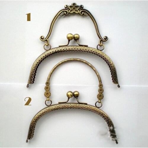 Women purse metal clasp handle DIY bag accessories 16cm vintage bronze color mouth golden 3pcs/lot