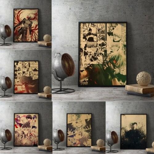 Canvas Painting Japan High Popularity Anime Tokyo Ghoul Old Style Poster Retro Style Canvas Art Painting Home Decoration Poster