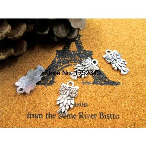 20pcs Mini Owl Charms -Antique silver Bird Beads owl Charms /Pendants 11x20mm
