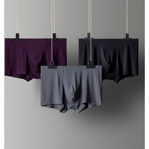 3 pcsmens Spandex trackless Underpants ice silk underwear Boxers Man Pants breathable boxer Male Soft panties shorts