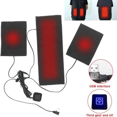 3 in 1 USB Clothes Heater Pad With 3 Gear Adjustable For Heating Vest Back Large Fever Motorcycle Winter Warming Equipment