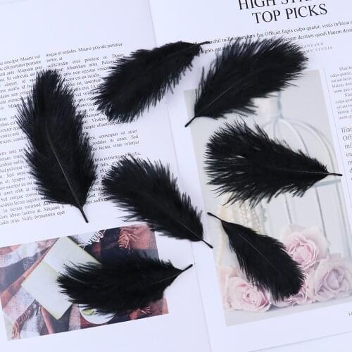 5-8cm Black Ostrich Feathers White for Crafting Jewelry Accessories Wedding Party Decoration-Feather Plume Wholesale 10/50PCS