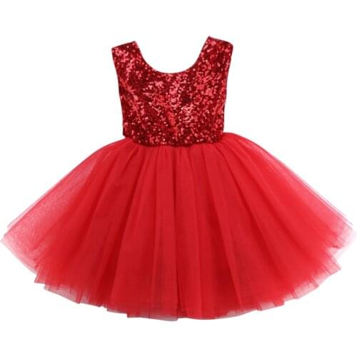 Happy New Year Clothing Kids Baby Girls Flower Lace Sequins Formal Wedding Dress Party Bridesmaid Prom Dress