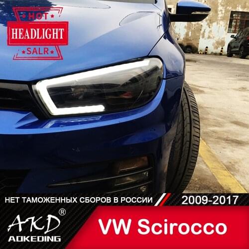 For Car VW Scirocco Head Lamp 2009-2017 Car Accessory Fog Lights Day Running Light DRL H7 LED Bi Xenon Bulb Scirocco Headlights