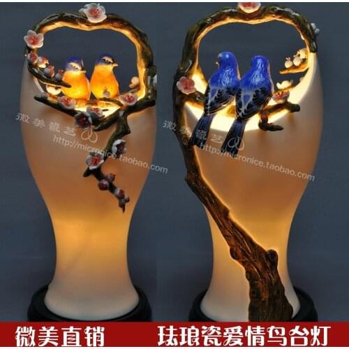 Porcelain love bird lamp high-grade wedding lamp ceramic creative Home Furnishing animal ornaments