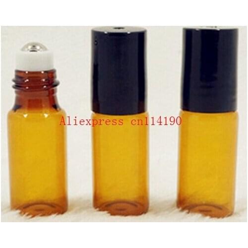 Brand new 500 pcs/lot 5ml Brown Amber Roll On Glass Bottles Lot Essental Oil Glass Bottle
