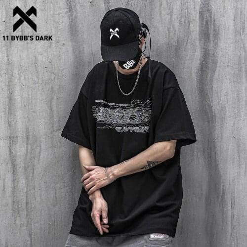 11 BYBBS DARK 2021SS Technology Printed Harajuku Tshirts Summer Hip Hop T-Shirt Men Techwear Cotton Loose Short Sleeve Shirts
