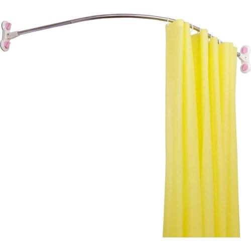 Curved Corner Shower Curtain Rod Suction Cups Bathroom Arched Bath Rail Pole Track Stainless Steel 95x95cm DQ1615-1
