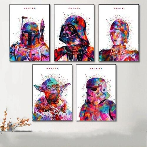 Star Wars Canvas Painting Darth Vader Yoda Movie Posters and Prints Art Print Mural Pictures Childrens Room Home Decor Boy Gifts