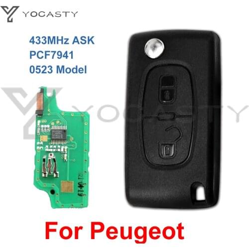 YCOASTY 2 Buttons Remote Flip Key Car Key For Peugeot 207 307 308 407 2001 2002 2003 2004 2005 PCF7941 Blade CE0523 433MHz