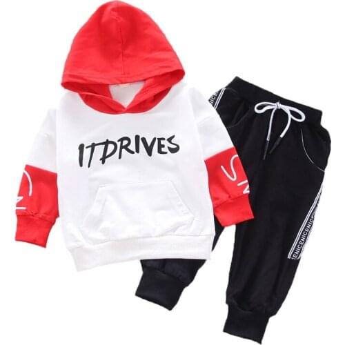 Kids Clothing Set Spring Autumn Cartoon Letter Cotton hoodies + Pants 2 Pcs Suit For Boy Toddler Kids Clothing Christmas Gift