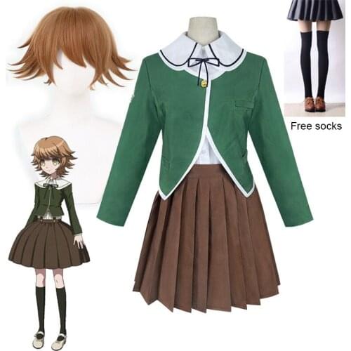 Kuma Chihiro Fujisaki Cosplay Costume Danganronpa Fujisaki Cosplay Wig Womens JK Uniforms Suit Halloween Carnival Costume