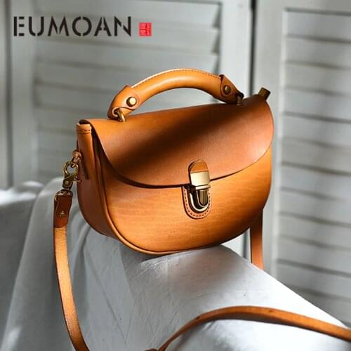 Handmade leather bag retro saddle bag shoulder bag first layer cowhide portable female bag