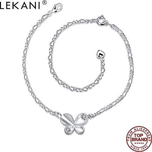 LEKANI Anklets For Women Silver Plated Butterfly Ankle Bracelet Fashion Jewelry Engagement Romantic Party Send Girlfriend Gift